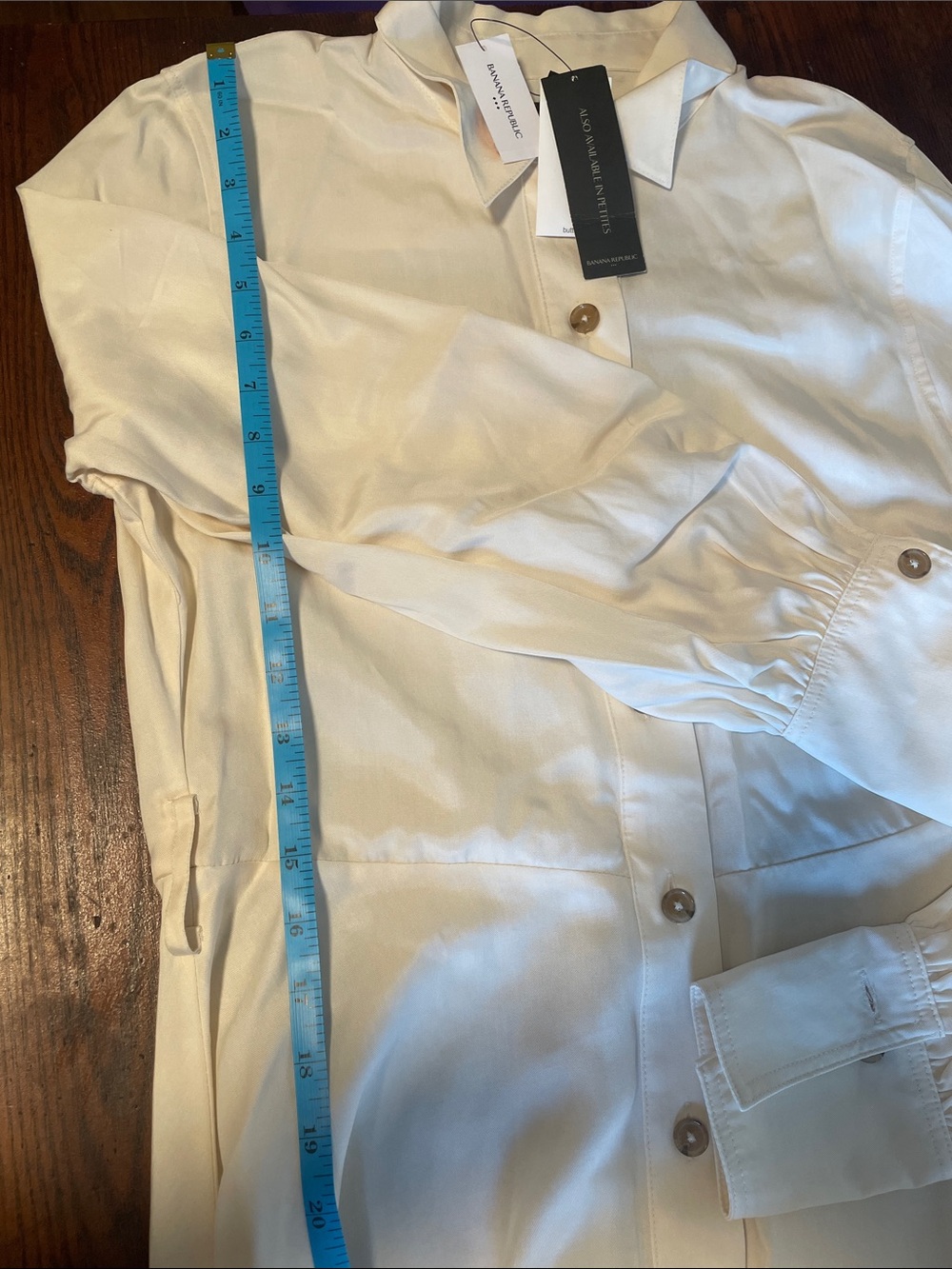 XS Tall - Banana Republic Cream Button-Front Shirt Dress - Picture 10 of 11
